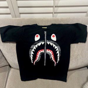 BAPE by A Bathing Ape Blue Color Camo Shark Black T-shirt  Bape